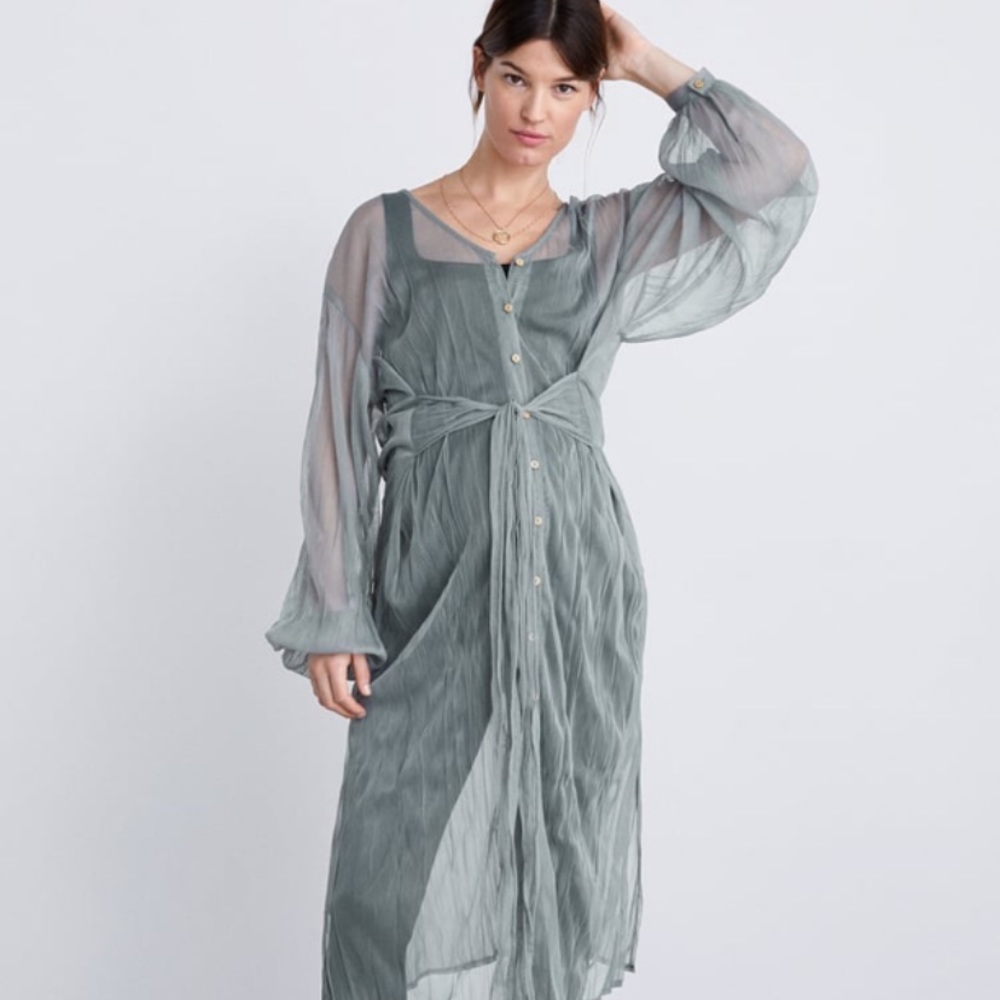 Light blue sheer belted tunic